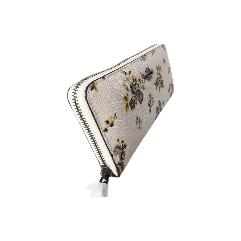 COACH Accordion Zip Leather Trunk Wallet Women's Ecru-3