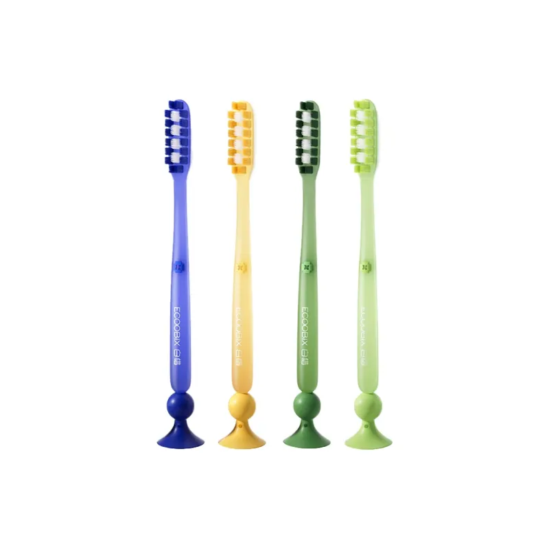 Ecoobix Long Cut Toothbrushes Soft Slip Resistant Handle With Bottom Suction Cup-12