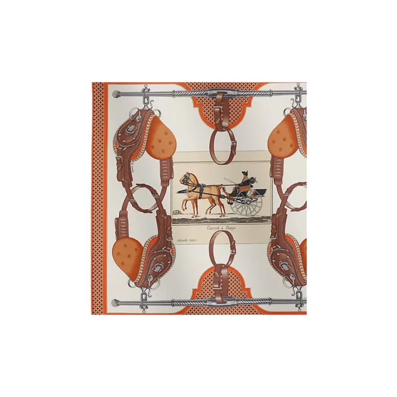 HERMES Mulberry Silk Silk Scarves Women's Orange/Brown-1