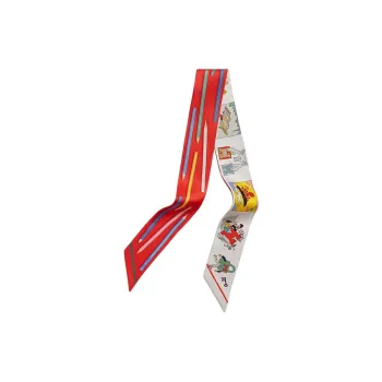 HERMES Mulberry Silk Scarves Women's Red/Green