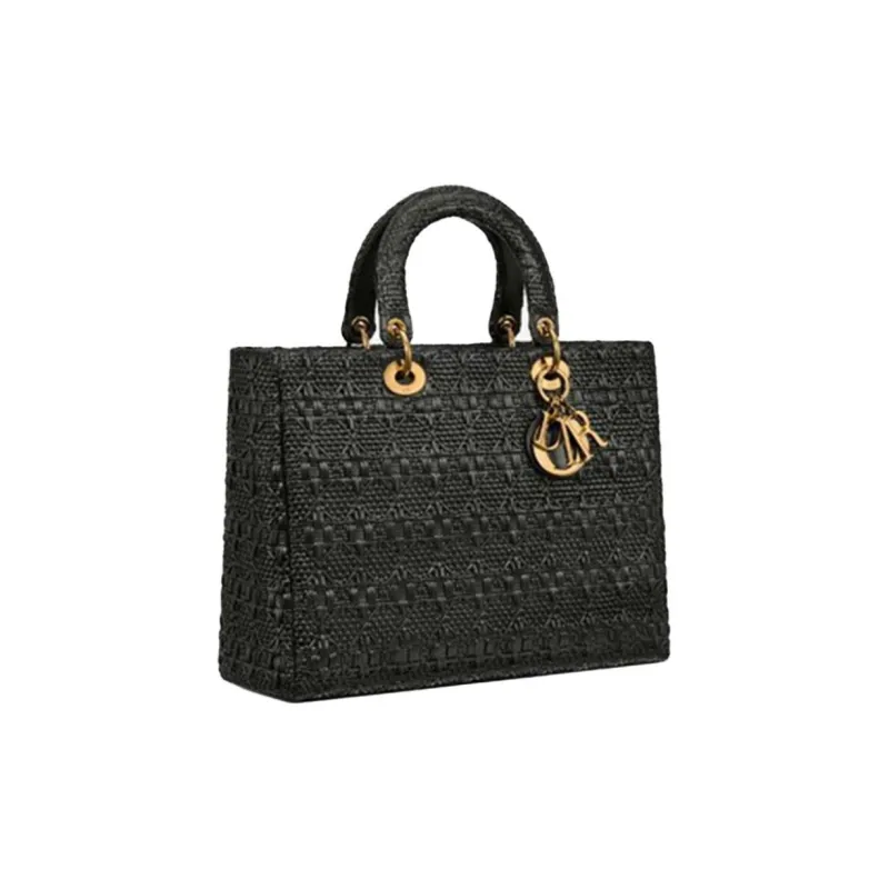 DIOR Lady Dior Sheepskin Dior Bag Shoulder Bag Handbag Large Size Unisex Black-6