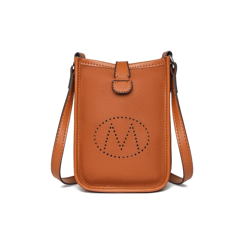 Yalu Cow Leather Fashion Crossbody Bag Solid Color Korean Style Cell Phone Shoulder Bag Regular Women's Multicolor-5