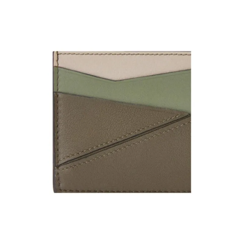 LOEWE Puzzle Calfskin Card Holder Unisex Avocado Green-3