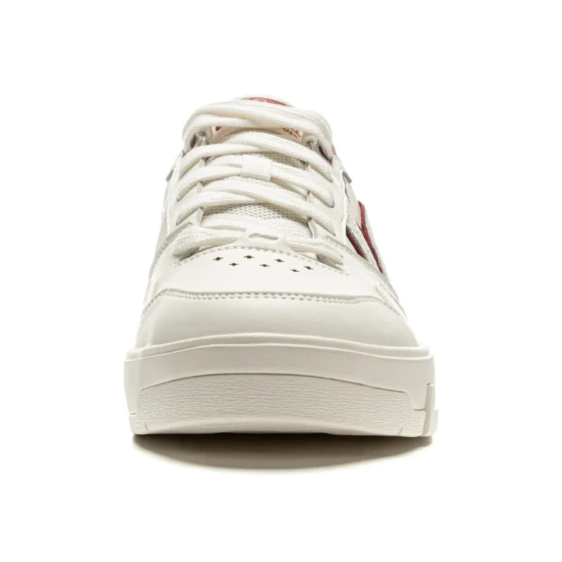 LiNing Common 80s Anti Slip And Wear Resistant Height Increasing Low Top Skateboard Shoes Men's White Red-4