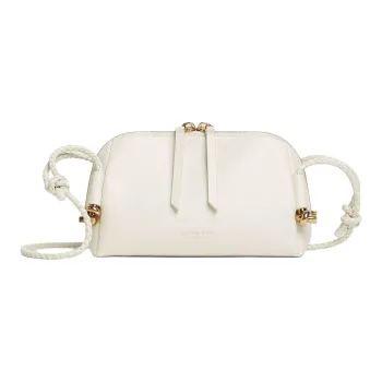 Bottega Veneta Cow Leather Handheld Shoulder Bag Women's Chalk White