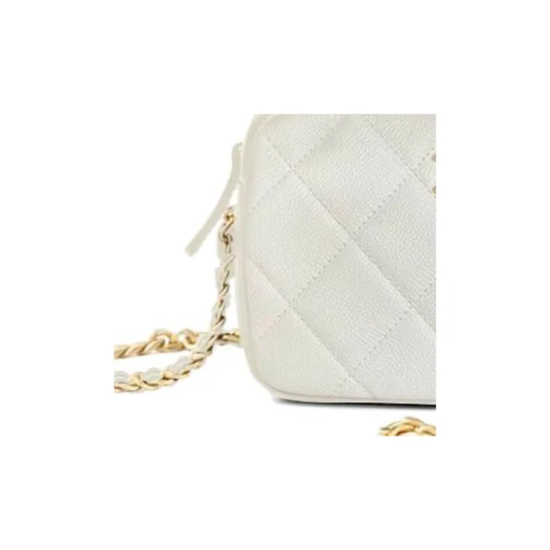 CHANEL 22P Grain Embossed Cow Leather Camera Bag, Shoulder Bag, Crossbody Bag Women's White-4