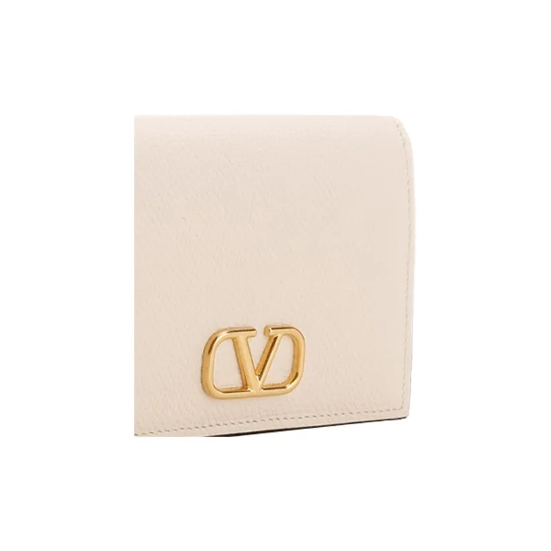 Valentino Vlogo Cow Leather Card Holder, Wallet Women's White-3