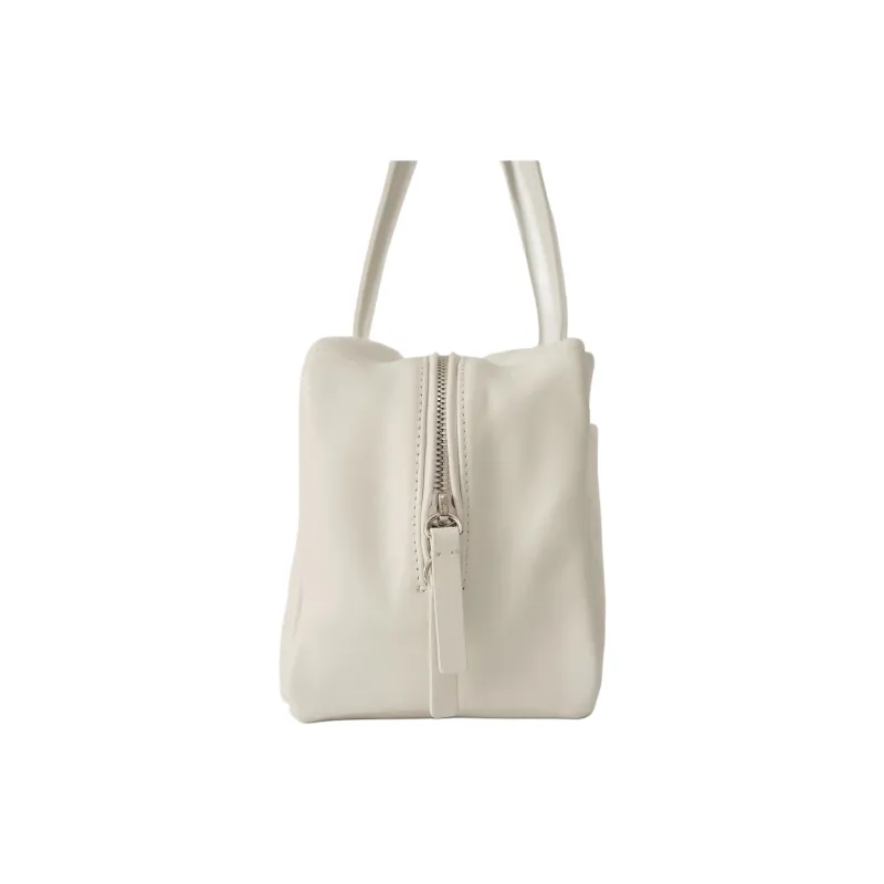 NOTHING WRITTEN Lambskin Tote Bag, Shopping Bag, Handbag Women's White-2