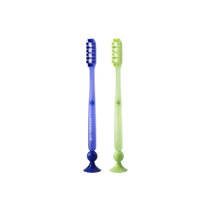 Ecoobix Long Cut Toothbrushes Soft Slip Resistant Handle With Bottom Suction Cup-7