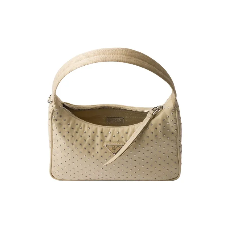 PRADA Hobo Recycled Nylon Handbag Mini Women's Desert Yellow-3