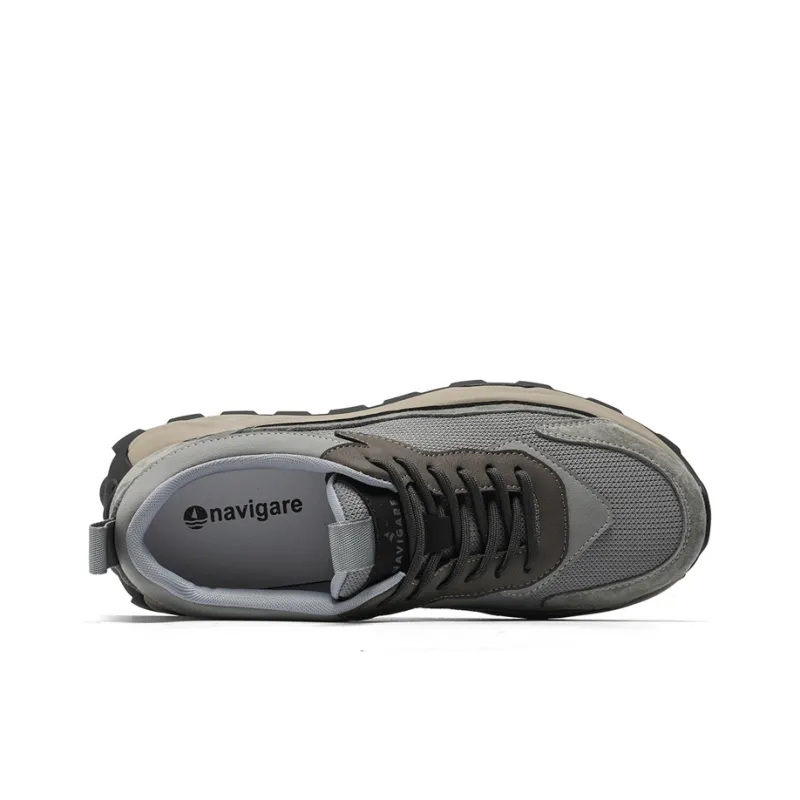 NAVIGARE Small Sailboats Height Increasing Low Top Casual Shoes Men's Gray-3