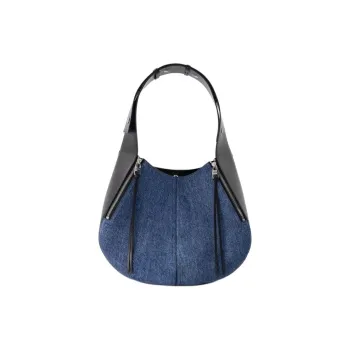Alexander McQueen Coated Canvas Hobo Bag Handbag Women's Blue & Black