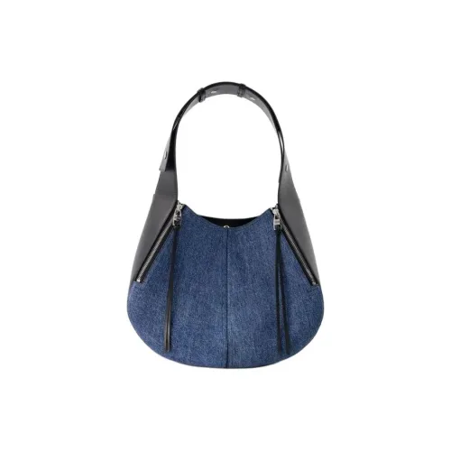 Alexander McQueen Coated Canvas Hobo Bag Handbag Women's Blue & Black