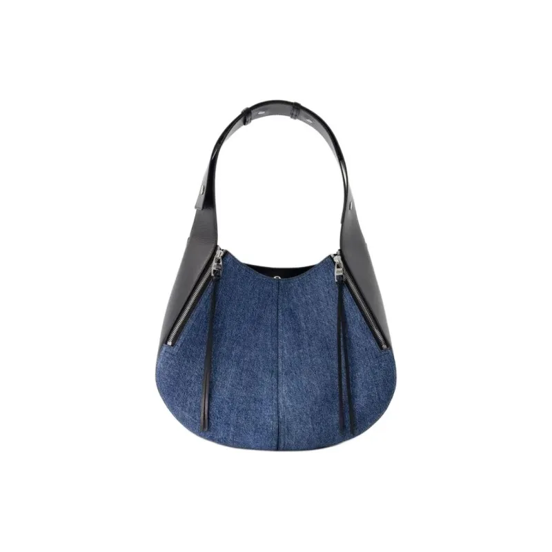 Alexander McQueen Coated Canvas Hobo Bag Handbag Women's Blue & Black-0