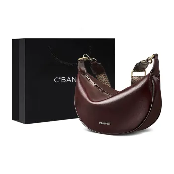 C°BANNER Cow Leather Crossbody Bag Medium Size Women's Brown/Wine Coffee