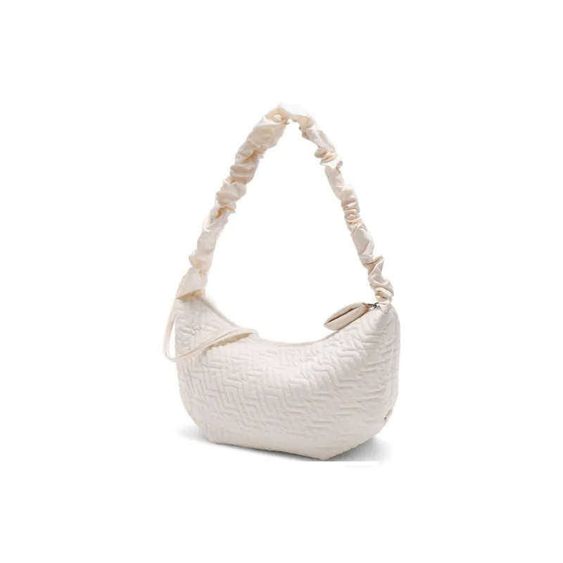 BELLE Fabric Crescent Bag Shoulder Bag Tubas Women's Black/White-5