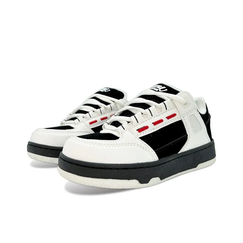 ITGI Slip Resistant Cushioning Low Top Skateboard Shoes Unisex White Red Black-2