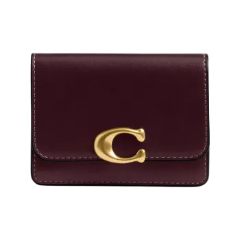 COACH Bandit Calfskin Card Holder Women's Dark Red