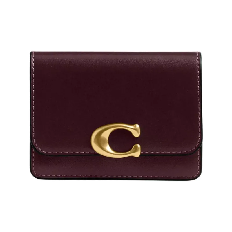 COACH Bandit Calfskin Card Holder Women's Dark Red-0