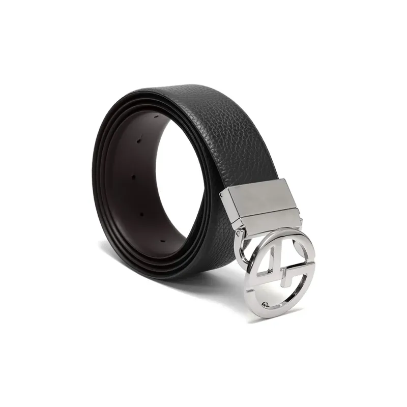 AMANI Cow Leather Leather Belts Men's Black Width: 4cm-2