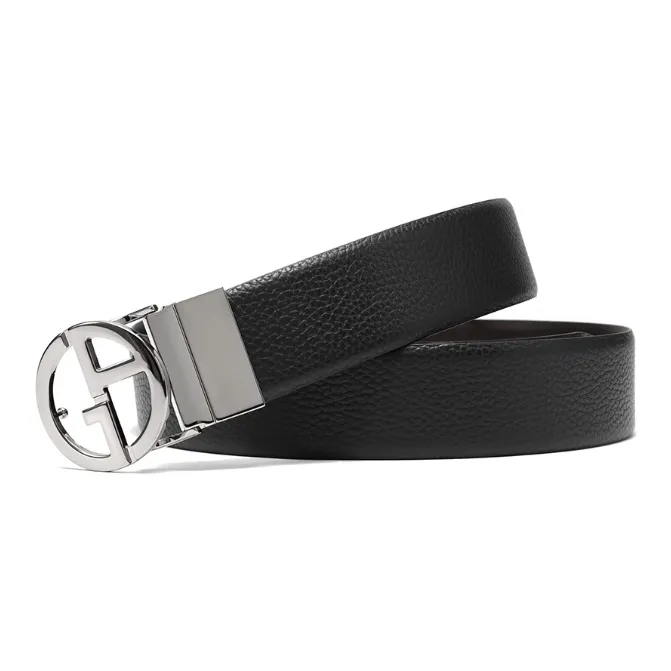 AMANI Cow Leather Leather Belts Men's Black Width: 4cm-3
