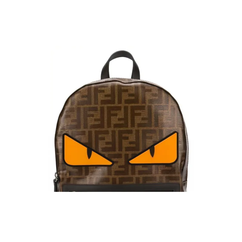 FENDI Genuine Leather Backpack Kids' Brown-5