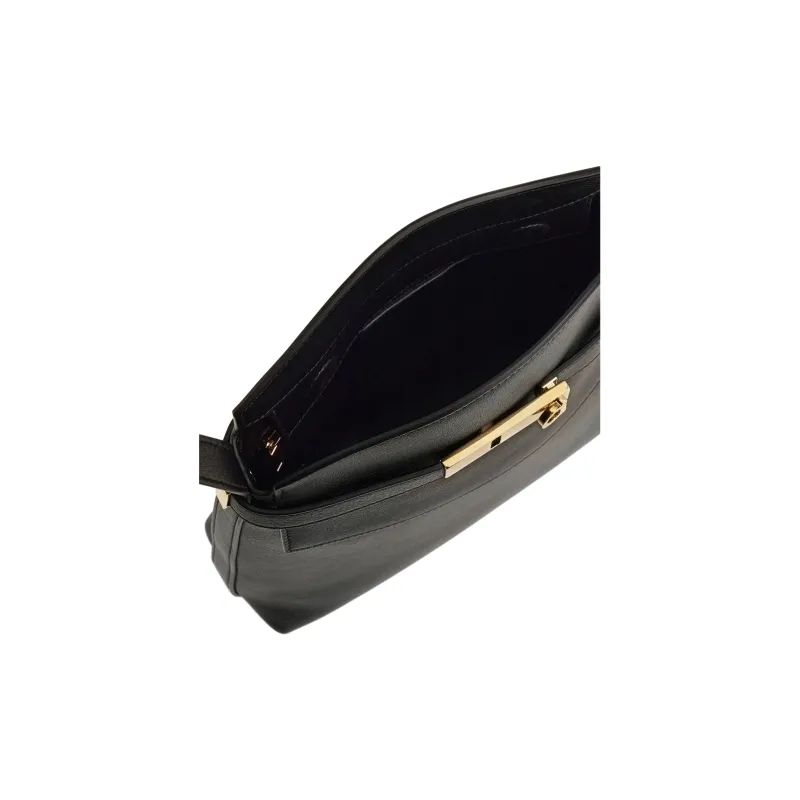 FERRAGAMO Hug Calfskin Messenger Bag Shoulder Bag Women's Black-5