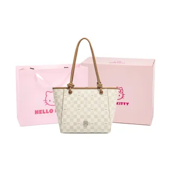 MESUCA Sanrio Hello Kitty Series PU Tote Bag, Shopping Bag, One Shoulder Handbag Tubas Women's Pink/Brown/Milk Tea
