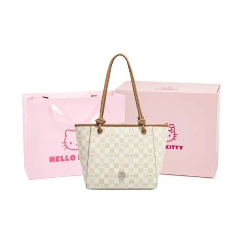 MESUCA Sanrio Hello Kitty Series PU Tote Bag, Shopping Bag, One Shoulder Handbag Tubas Women's Pink/Brown/Milk Tea