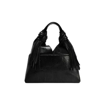 ZARA AO YES Collaboration Sheepskin Handbag Women's Black
