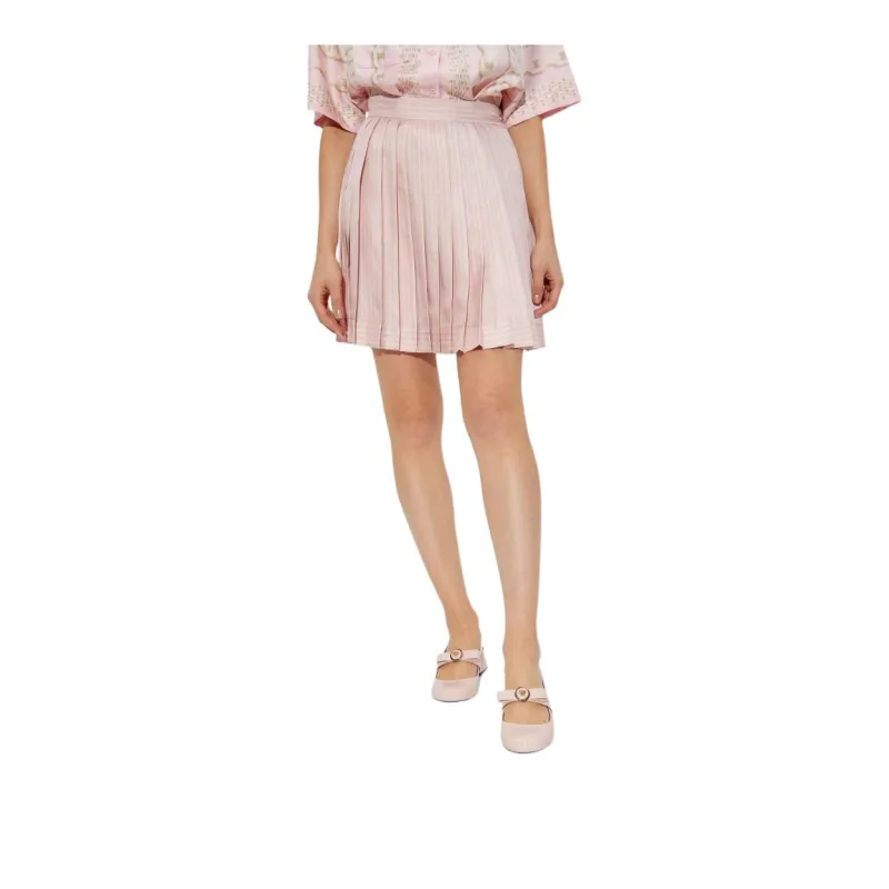 VERSACE Pinstripe Chain Silk Twill Skirt 'Pink/Milk'-2