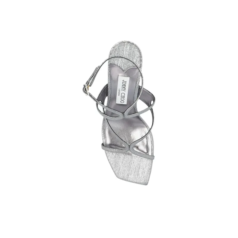 Jimmy Choo Azie Strap Sandals 8.5cm Women's Silver-4