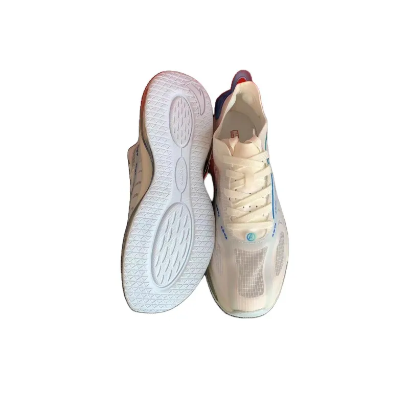Anta Cushioning Anti Slip Wear Resistant Breathability Low Top Running Shoes Men's White Gray Blue-4