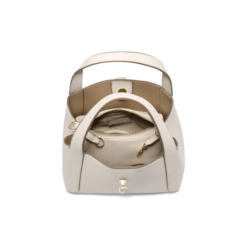 BELLE Artificial Leather Basket Shoulder Bag, Crossbody Bag, Handbag Women's Gray/White-10