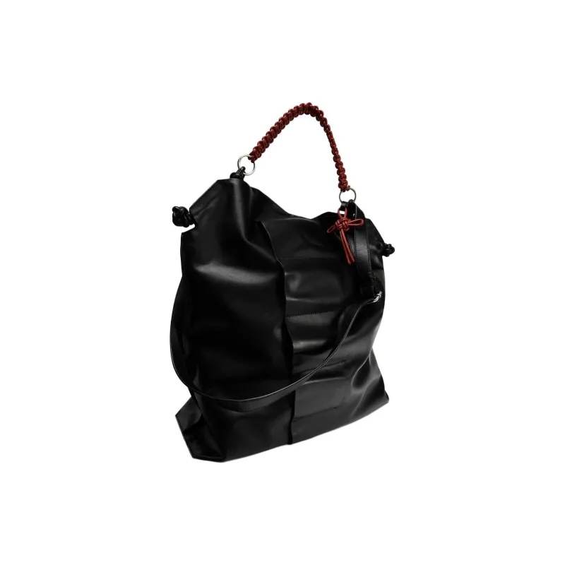 ZARA AO YES Collaboration Cow Leather One Shoulder Handbag Women's Black-1