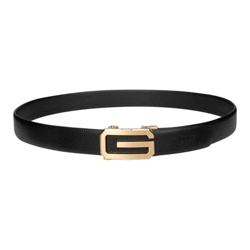GOLF Automatic Buckle Cow Leather Belt Boyfriend Men's Gunmetal/Gold 3.5cm-8