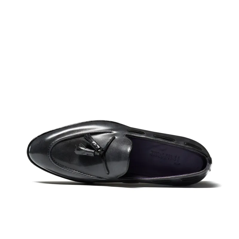 TRUFFAUT Fringe Slip on Leather Shoes Loafers 2.6CM Men's-3