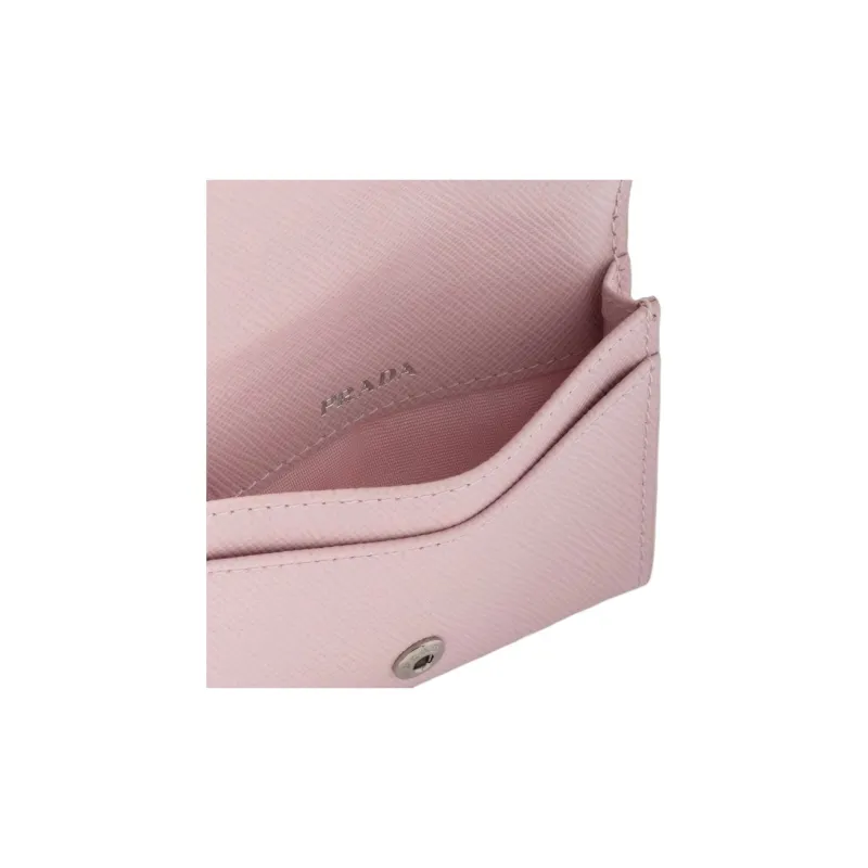 PRADA Saffiano Leather Card Holder Women's Pink-4