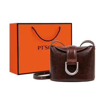 PT'SON Cow Split Leather Bonded Synthetic Leather Shoulder Bag Crossbody Bag Regular Women's Wine Coffee