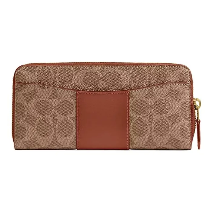 COACH Essential Coated Canvas Wallet Small Size Unisex Tan-1