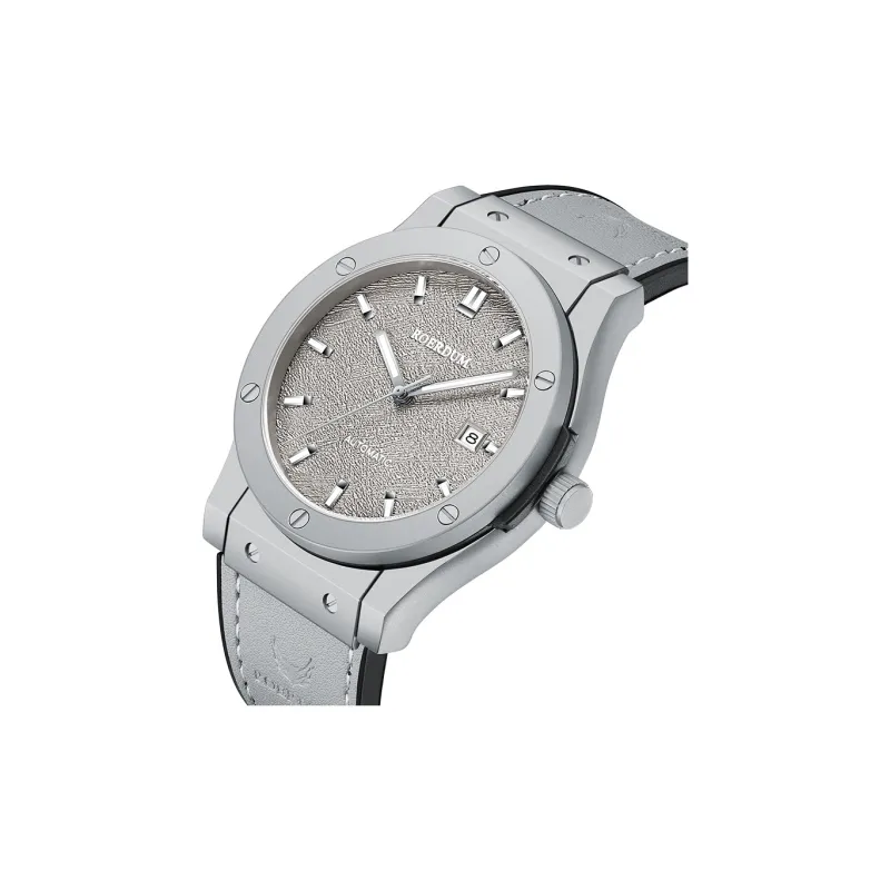 ROERDUM Adventurer Collection Desert Gray Mechanical Movement Genuine Leather Strap Watch Men's Watches Silver Dial-1