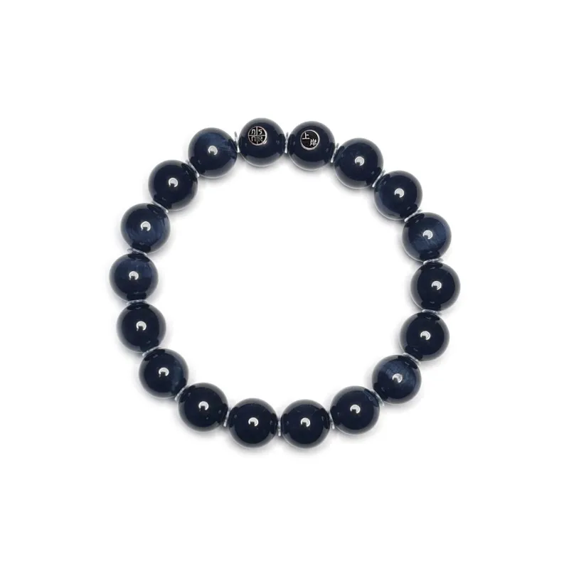 MOUNTAINS AND MANS Tiger's Eye Stone New Chinese Style Good Luck Beaded Bracelet Unisex-1