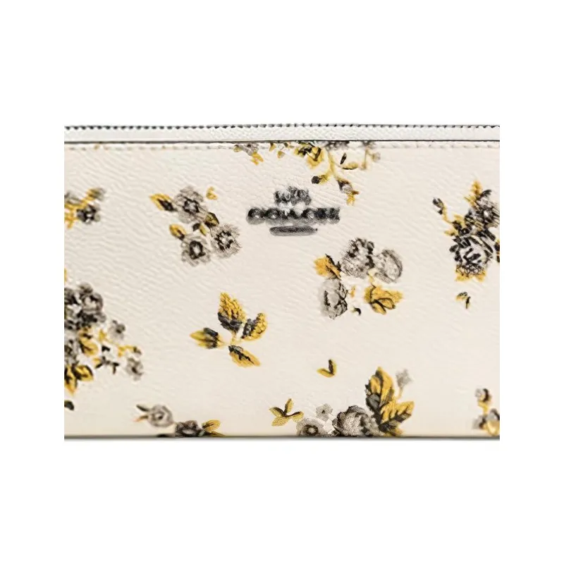 COACH Accordion Zip Leather Trunk Wallet Women's Ecru-6