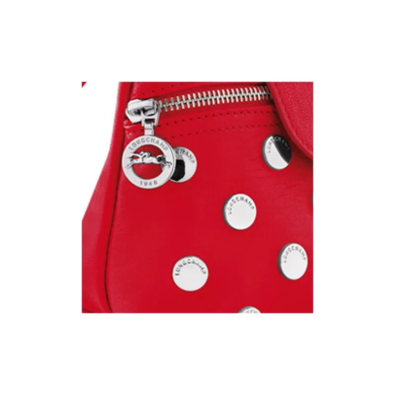 LONGCHAMP Le Pliage Leather Shoulder Bag Crossbody Bag Mini Women's Red-3
