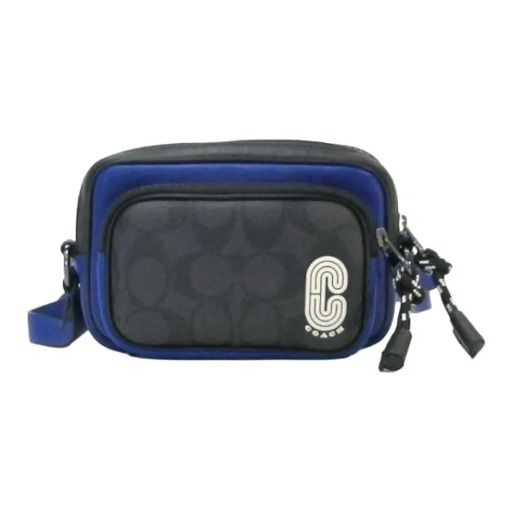 COACH Edge Canvas With Leather Camera Bag Shoulder Bag Crossbody Bag Mini Men's Black/Blue-1