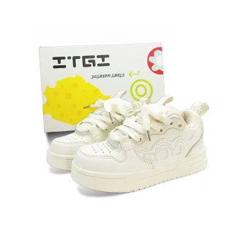 ITGI Slip Resistant Cushioning Low Top Skateboard Shoes Unisex Ecru