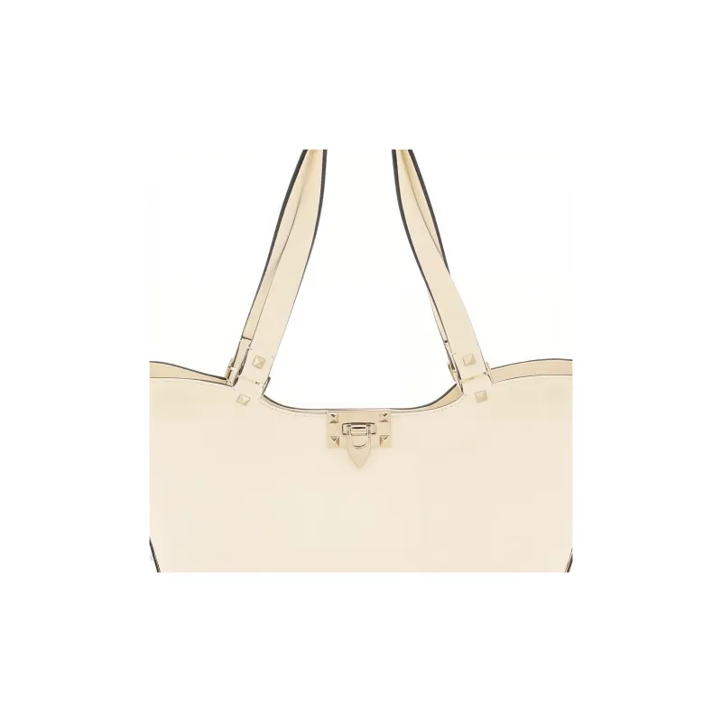 Valentino Calfskin Tote Bag Shopping Bag Handbag Small Size Women's White-3