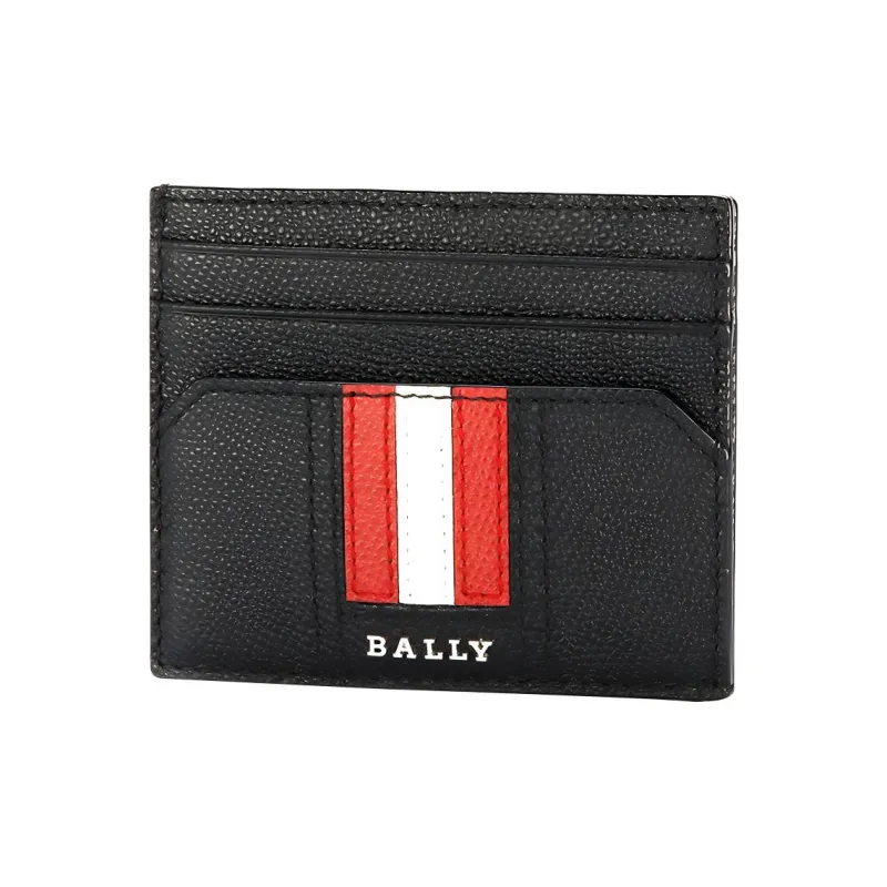 BALLY Cow Leather Card Clip Card Holder Mini Men's Black-1