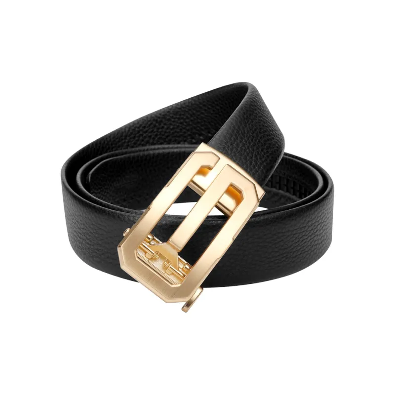 GOLF Automatic Buckle Cow Leather Belt Boyfriend Men's Gunmetal/Gold 3.5cm-6