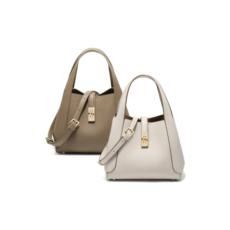BELLE Artificial Leather Basket Shoulder Bag, Crossbody Bag, Handbag Women's Gray/White-13